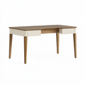 Bureau 120 x 60 x 75 cm en bois marron et blanc avec deux tiroirs style scandinave