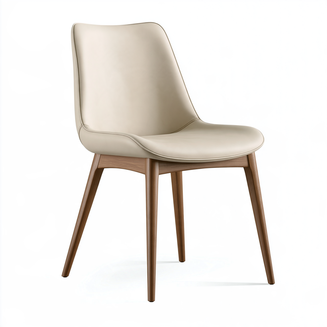 Chaise de salle à manger 48 x 56 x 83 cm revêtement synthétique crème piètement en bois style contemporain