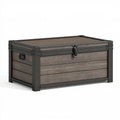 Coffre de rangement 120 x 60 x 65 cm aspect bois marron et métal noir style industriel