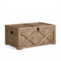 Coffre de rangement 120 x 60 x 65 cm en bois marron style rustique avec couvercle