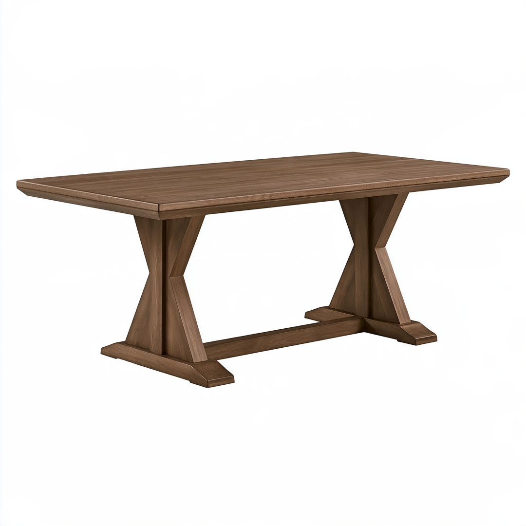 Table de salle à manger 180 x 90 cm en bois marron style rustique