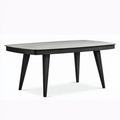 Table à manger 160 x 80 cm noir et gris - plateau aspect pierre structure en bois style contemporain